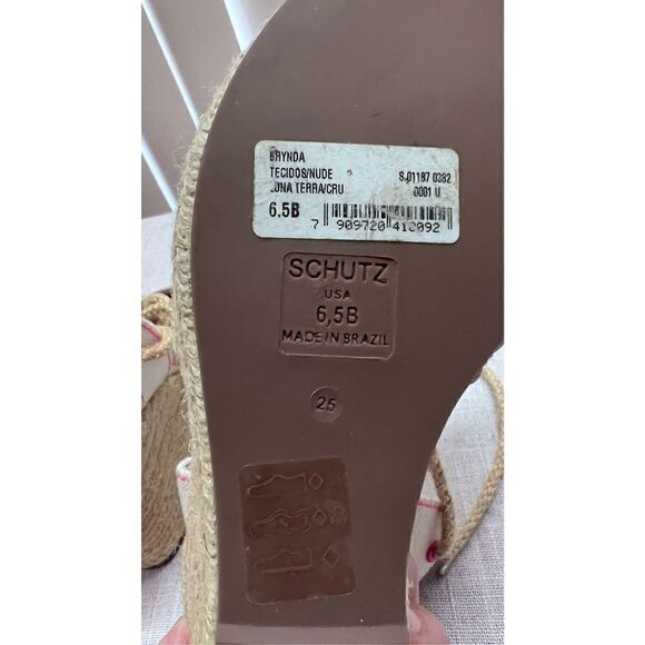 Schutz Women's Brynda Lace Up Espadrille Platform Wedges Cream Pink Size 6.5B - Picture 9 of 11